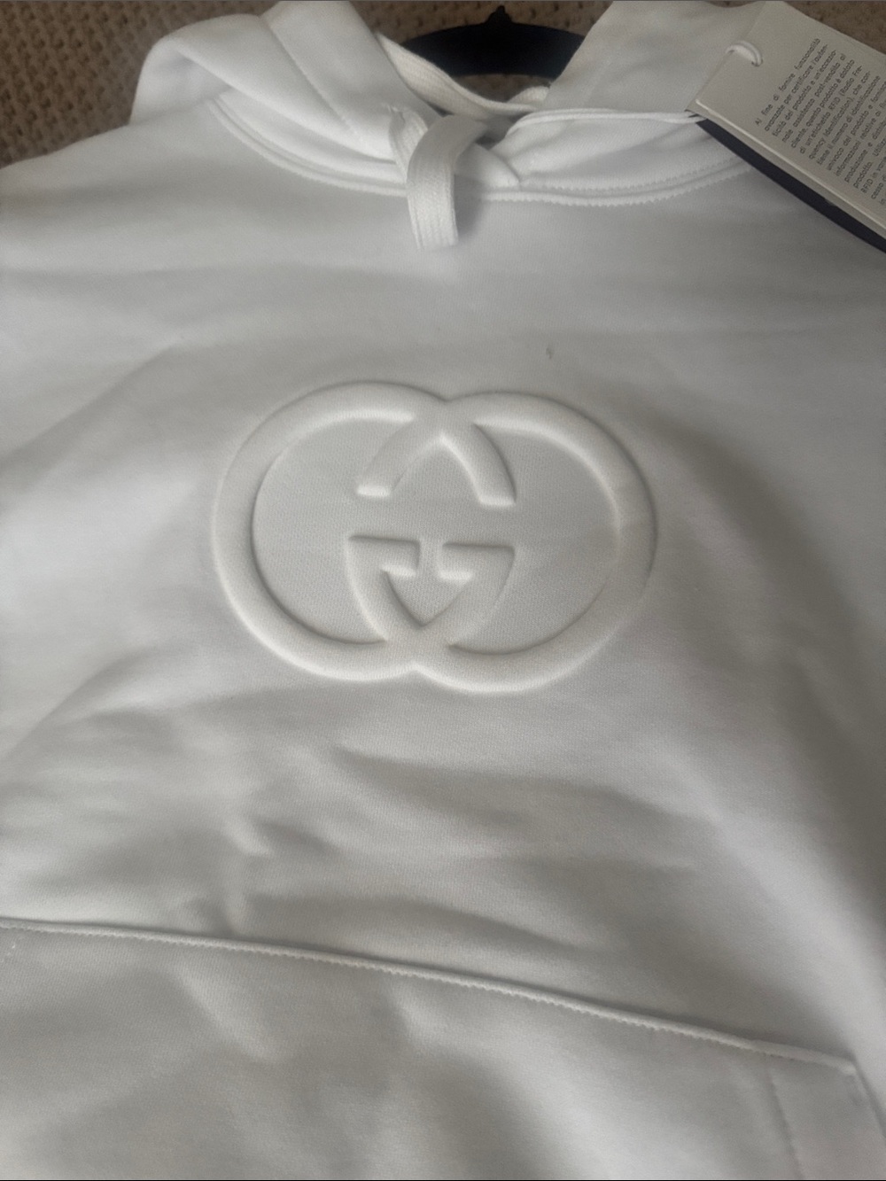 Gucci White Embossed Interlocking G Hoodie